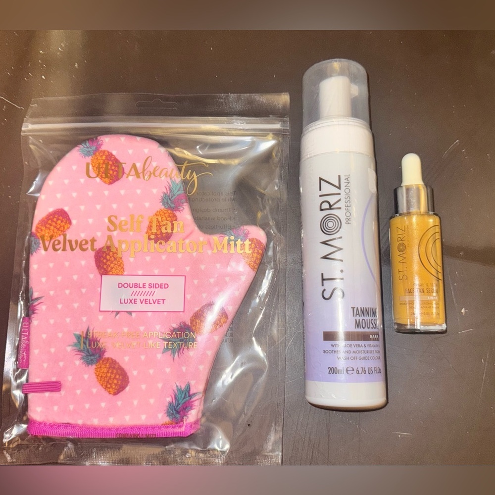 St Moriz Professional Instant Self Tan 6.76 Oz Dark W/ FaceSealed W/ Mitt Bundle